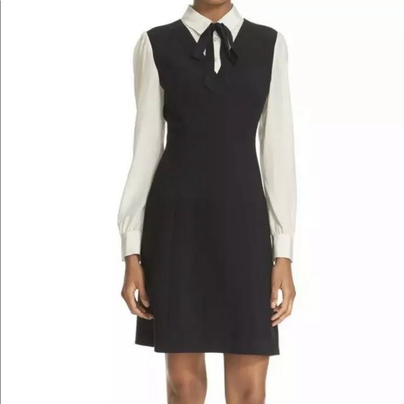 kate spade | Dresses | Kate Spade Bow Tie Crepe Dress Aline Black White